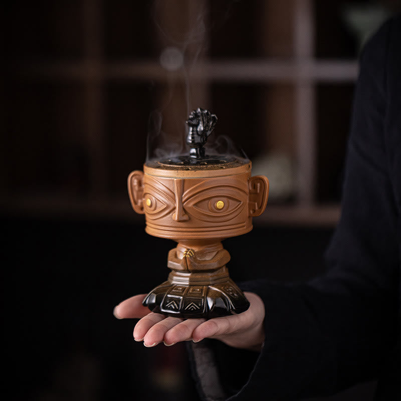 Sanxingdui Mask Ceramic Incense Burner Desk Decoration