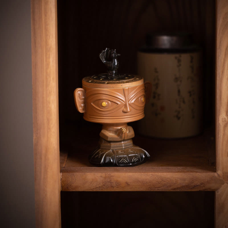 Sanxingdui Mask Ceramic Incense Burner Desk Decoration