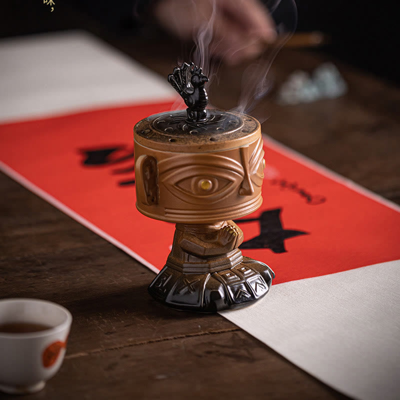 Sanxingdui Mask Ceramic Incense Burner Desk Decoration