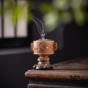 Sanxingdui Mask Ceramic Incense Burner Desk Decoration