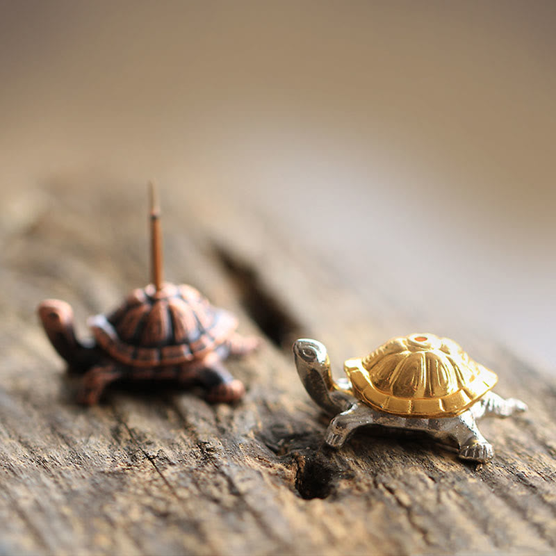 Zen Miniature Alloy Turtle and Snail Incense Burner Desk Ornament