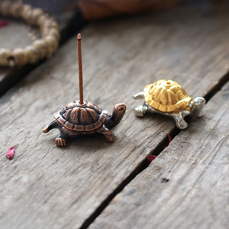 Zen Miniature Alloy Turtle and Snail Incense Burner Desk Ornament