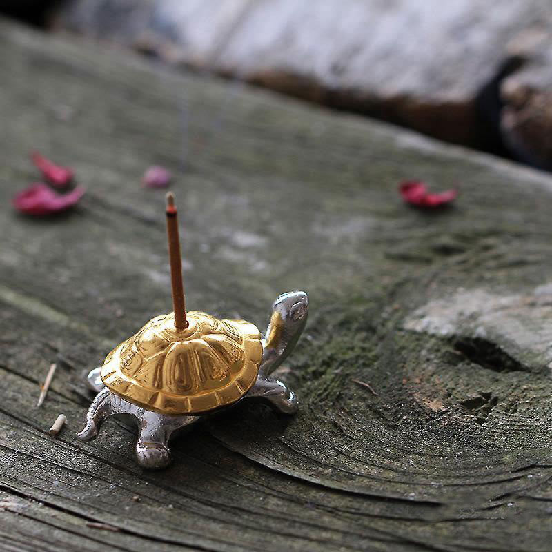 Zen Miniature Alloy Turtle and Snail Incense Burner Desk Ornament