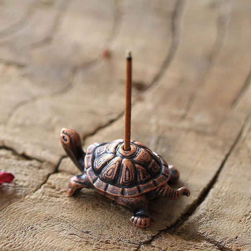 Zen Miniature Alloy Turtle and Snail Incense Burner Desk Ornament