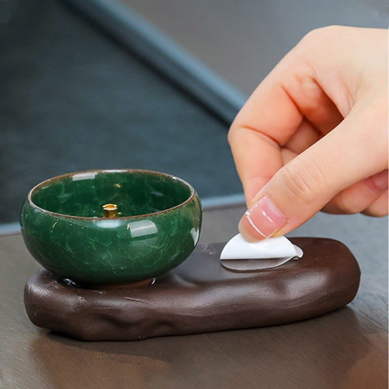 Tang Dynasty Lady Ceramic Incense Burner with Food Motif Desk Decoration