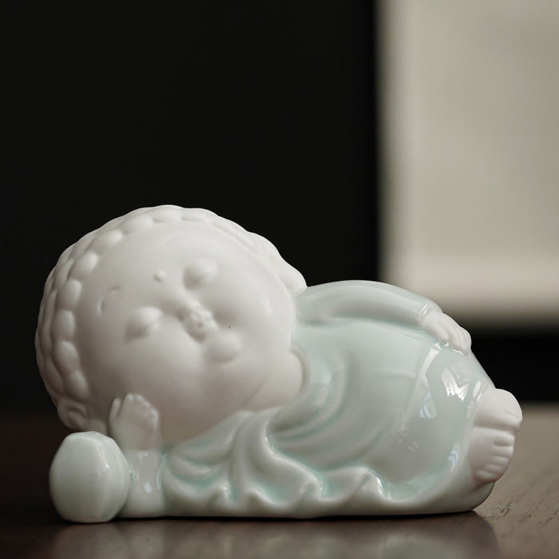 Hand-Finished Ceramic Buddha Meditative Pose Desktop Incense Burner