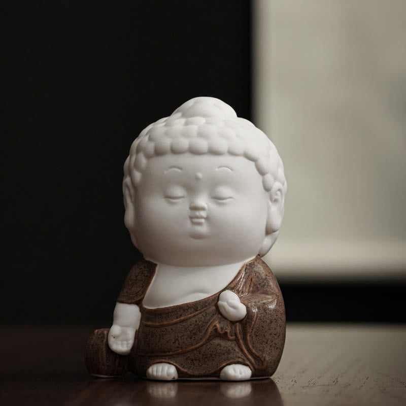 Hand-Finished Ceramic Buddha Meditative Pose Desktop Incense Burner