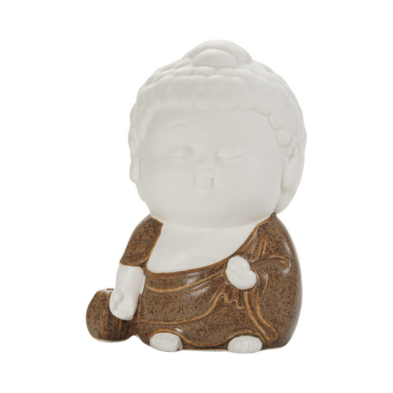 Hand-Finished Ceramic Buddha Meditative Pose Desktop Incense Burner