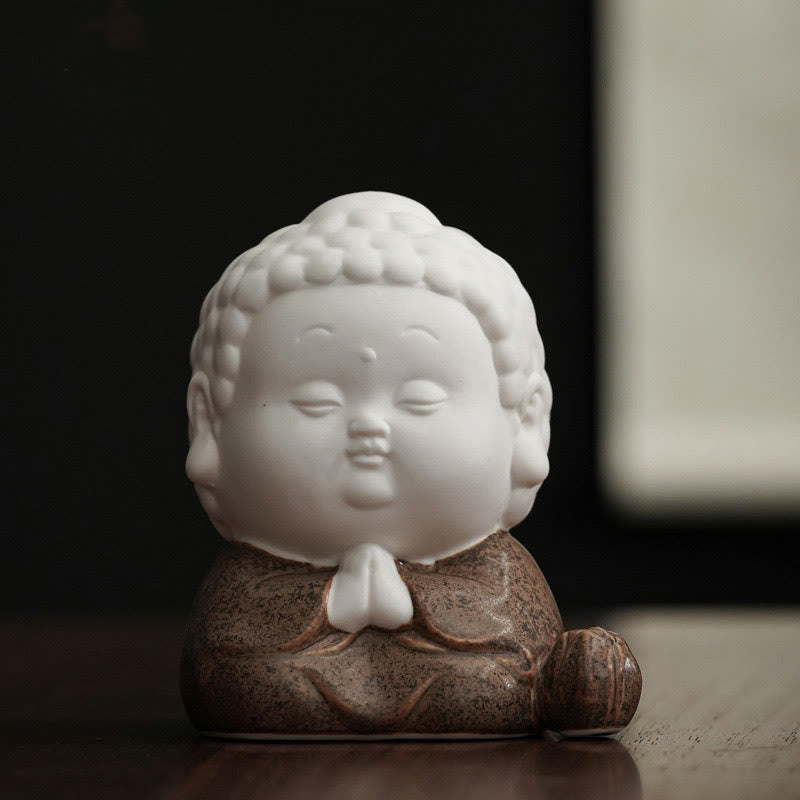 Hand-Finished Ceramic Buddha Meditative Pose Desktop Incense Burner