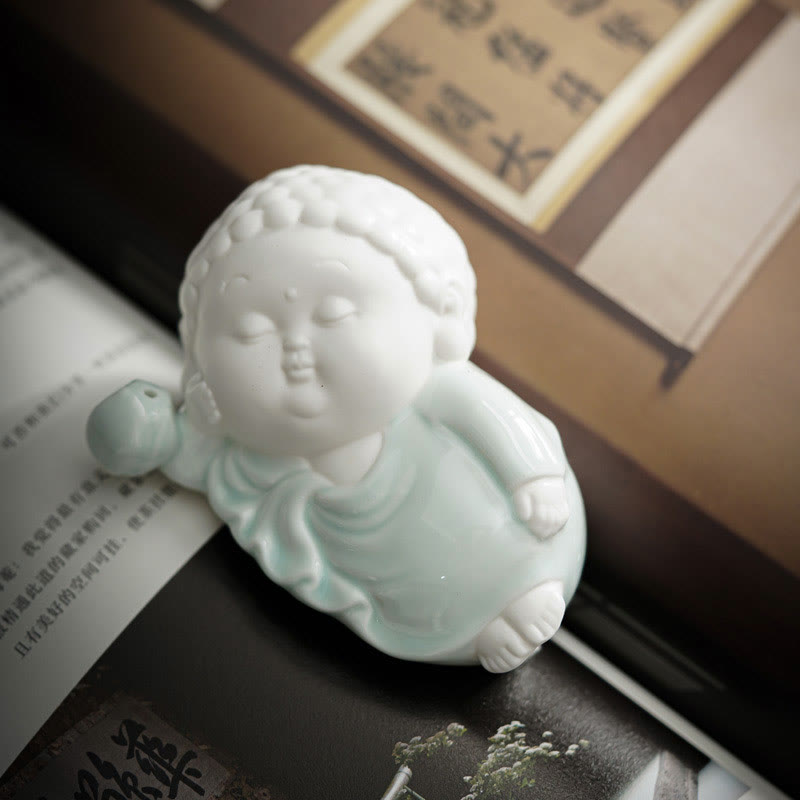 Hand-Finished Ceramic Buddha Meditative Pose Desktop Incense Burner
