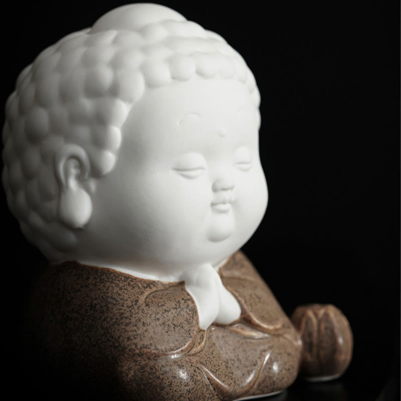 Hand-Finished Ceramic Buddha Meditative Pose Desktop Incense Burner