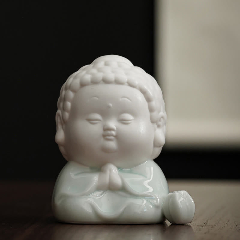 Hand-Finished Ceramic Buddha Meditative Pose Desktop Incense Burner