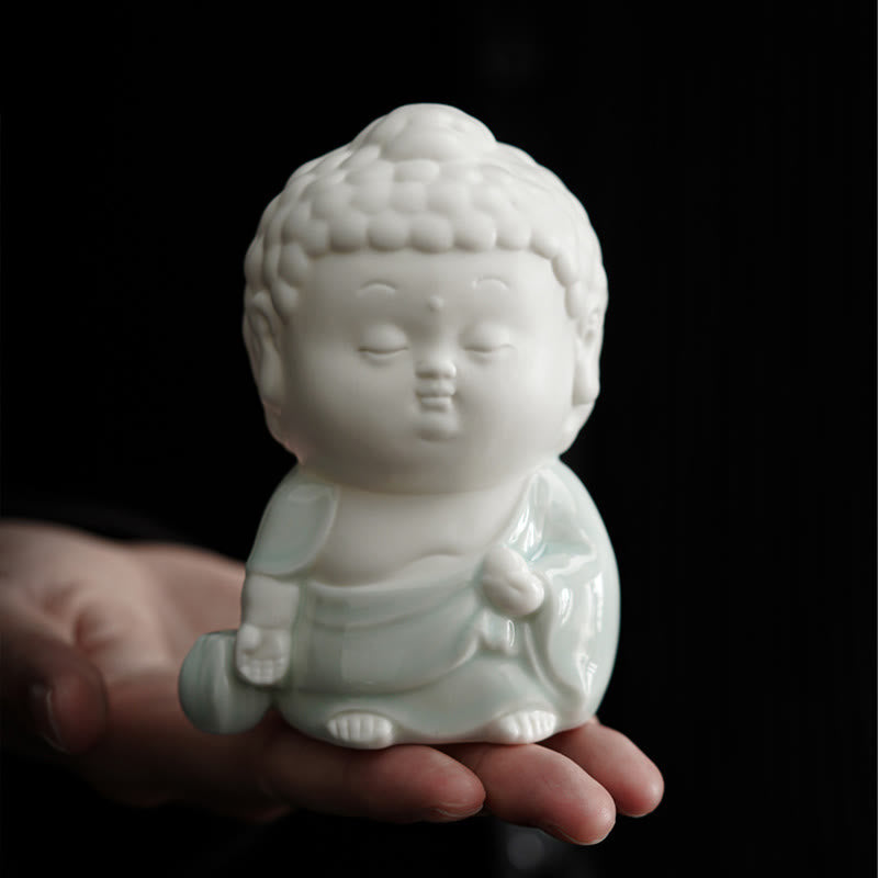 Hand-Finished Ceramic Buddha Meditative Pose Desktop Incense Burner