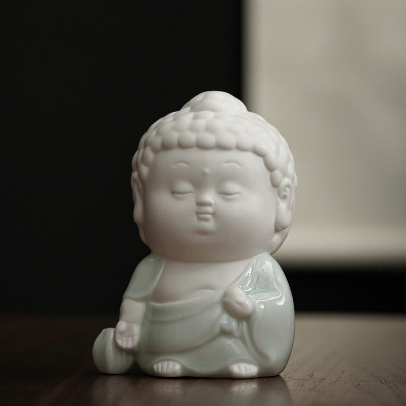 Hand-Finished Ceramic Buddha Meditative Pose Desktop Incense Burner