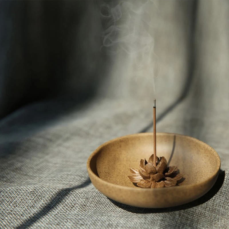 Lotus Pedestal Ceramic Incense Burner for Meditative Space