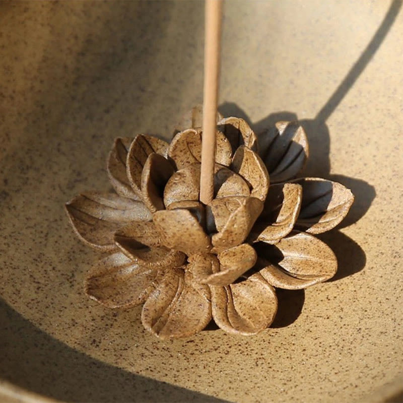 Lotus Pedestal Ceramic Incense Burner for Meditative Space