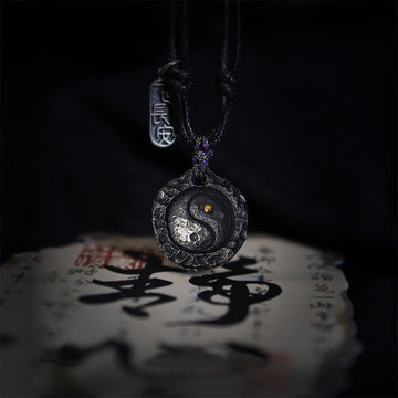 999 Sterling Silver Tai Chi Yin Yang Design Harmony Necklace Pendant