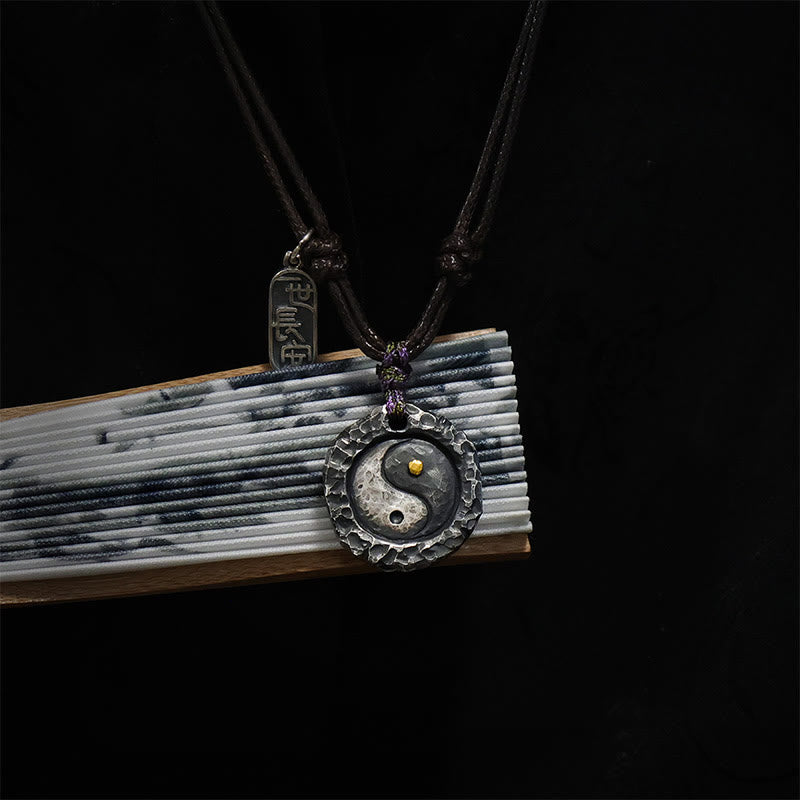 999 Sterling Silver Tai Chi Yin Yang Design Harmony Necklace Pendant