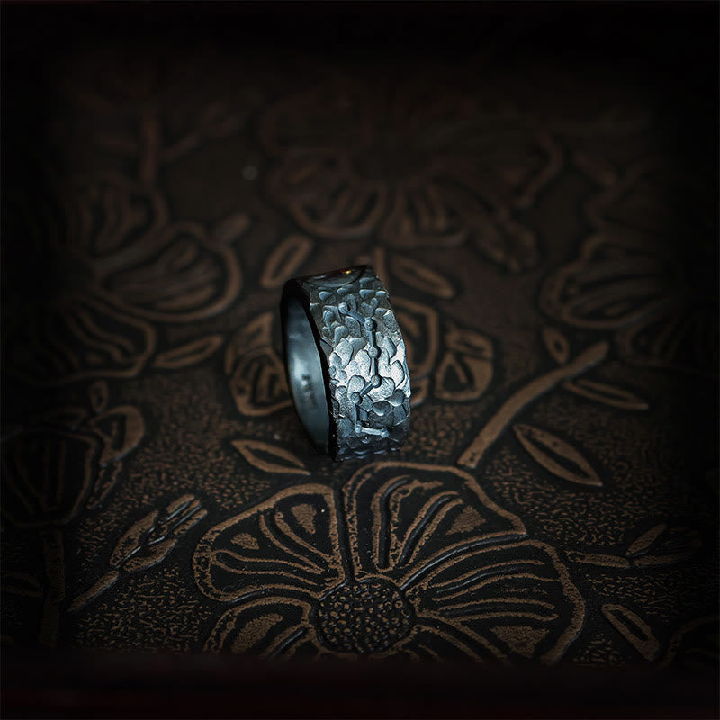 999 Sterling Silver & Gold Yin Yang Taoist Talisman Engraved Balance Ring