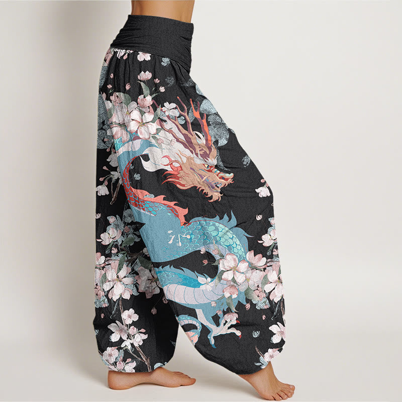 Breathable Cotton Dragon Blossom Yoga Harem Pants