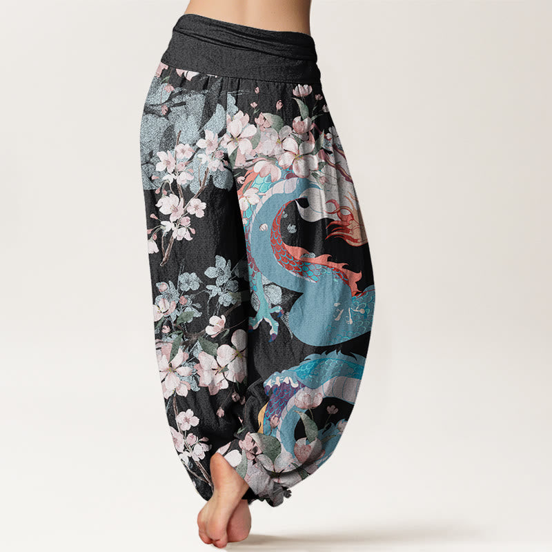 Breathable Cotton Dragon Blossom Yoga Harem Pants