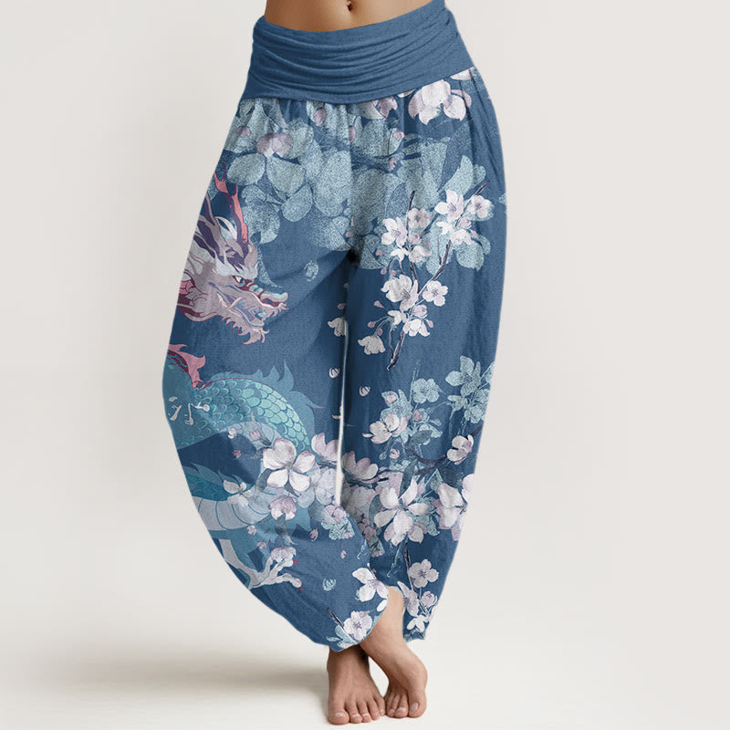 Breathable Cotton Dragon Blossom Yoga Harem Pants
