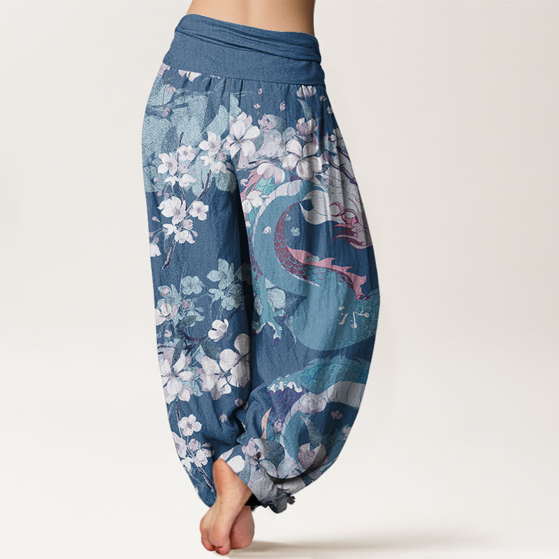 Breathable Cotton Dragon Blossom Yoga Harem Pants