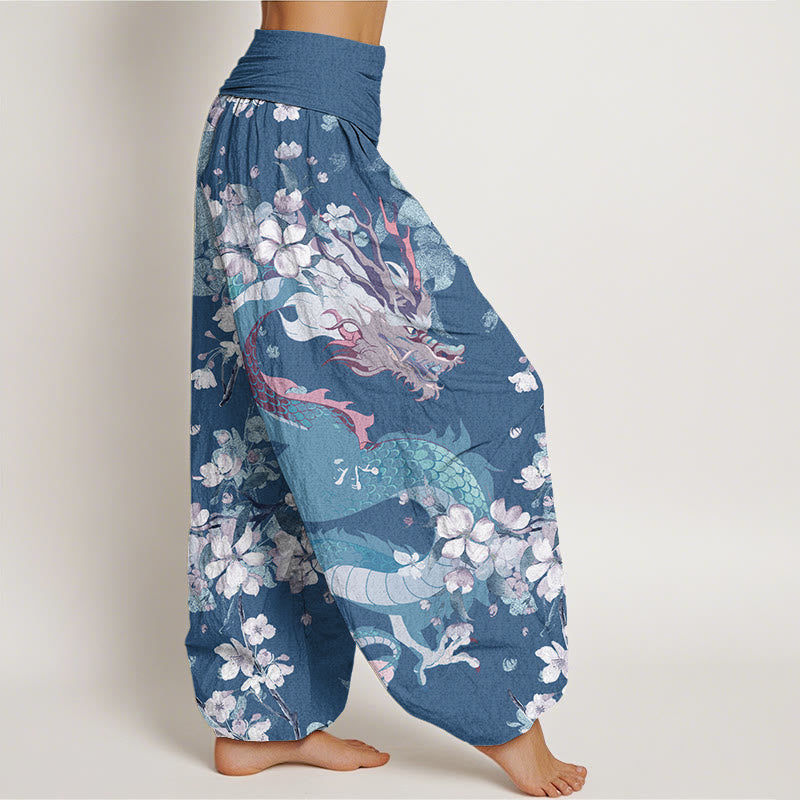 Breathable Cotton Dragon Blossom Yoga Harem Pants
