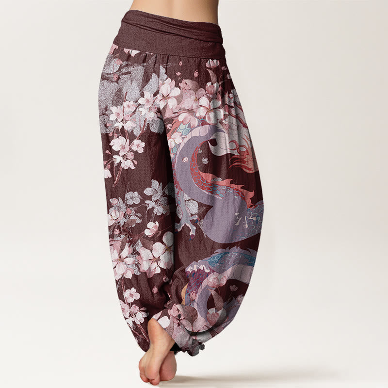 Breathable Cotton Dragon Blossom Yoga Harem Pants