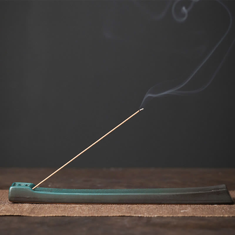 Minimalist Ceramic Stick Incense Burner with Moon Rabbit, Pixiu & Mountain Motifs