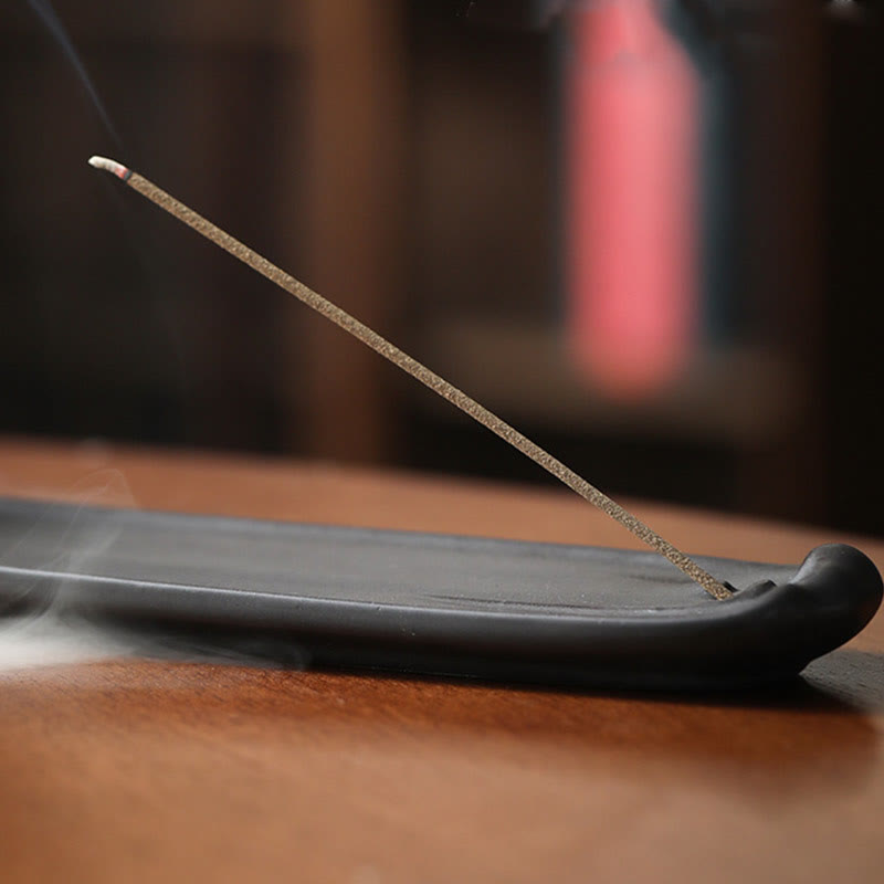 Minimalist Ceramic Stick Incense Burner with Moon Rabbit, Pixiu & Mountain Motifs