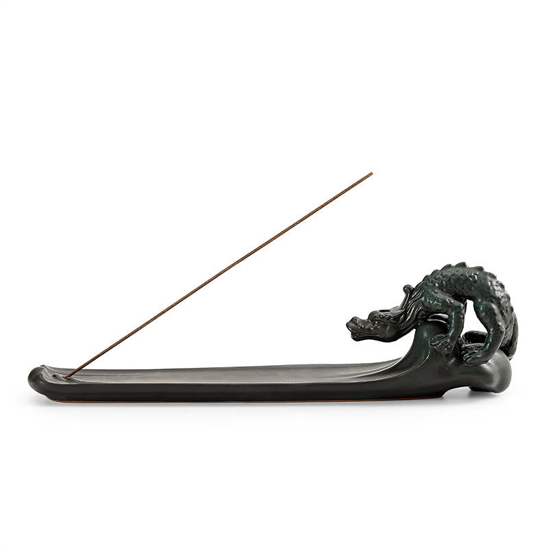 Minimalist Ceramic Stick Incense Burner with Moon Rabbit, Pixiu & Mountain Motifs