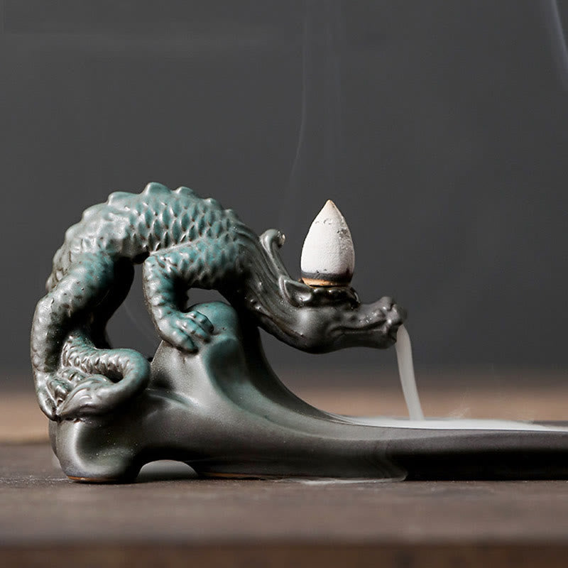 Minimalist Ceramic Stick Incense Burner with Moon Rabbit, Pixiu & Mountain Motifs