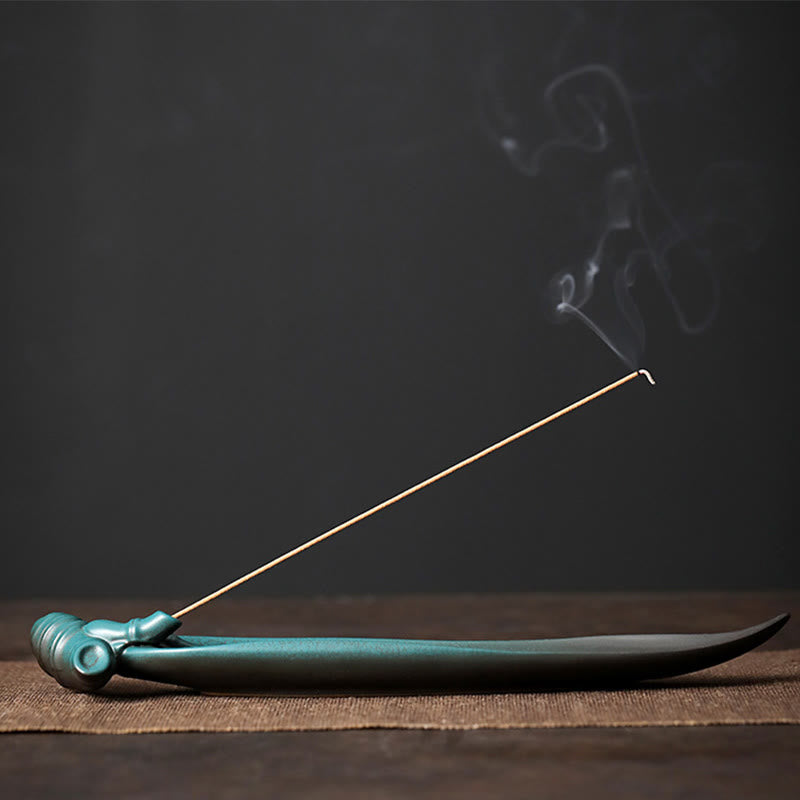 Three Stones Waves Butterfly Bamboo Healing Ceramic Stick Incense Burner Decoration