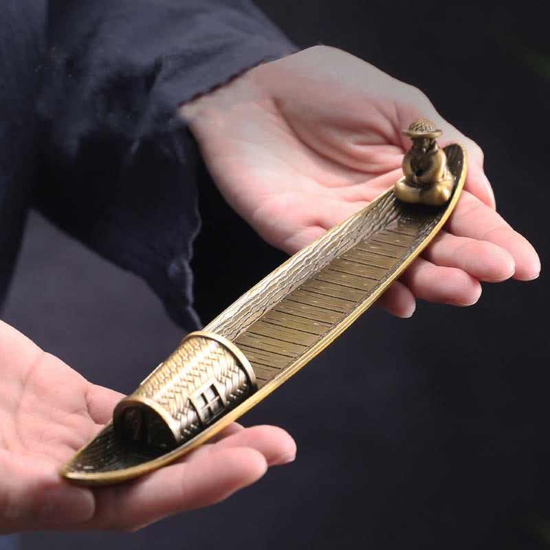 Fisherman Boat Alloy Incense Stick Holder Healing Incense Burner Decoration