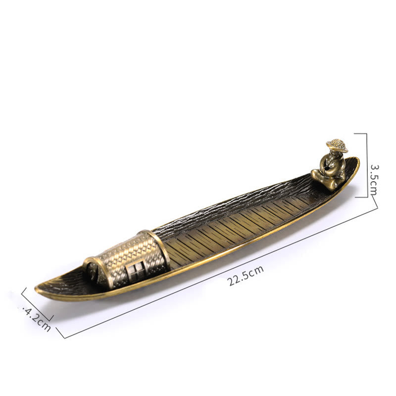 Fisherman Boat Alloy Incense Stick Holder Healing Incense Burner Decoration