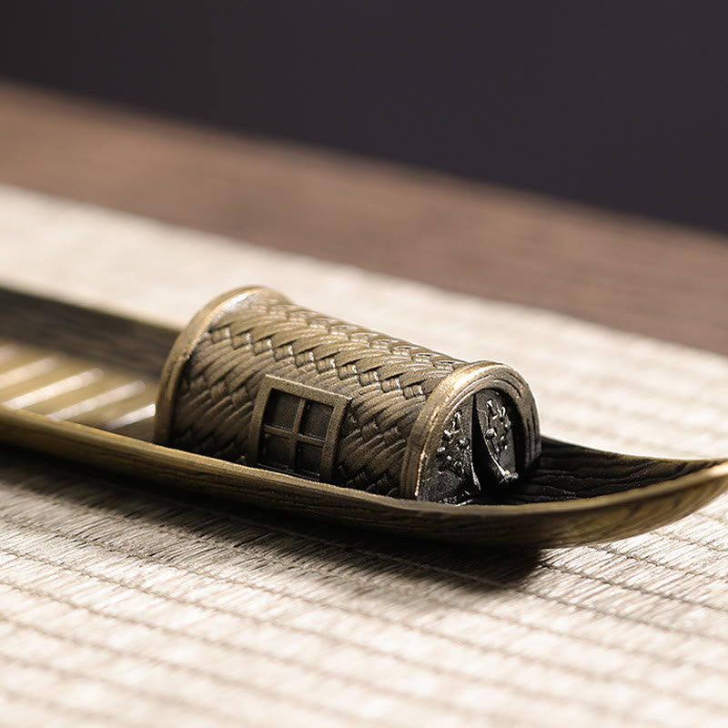Fisherman Boat Alloy Incense Stick Holder Healing Incense Burner Decoration