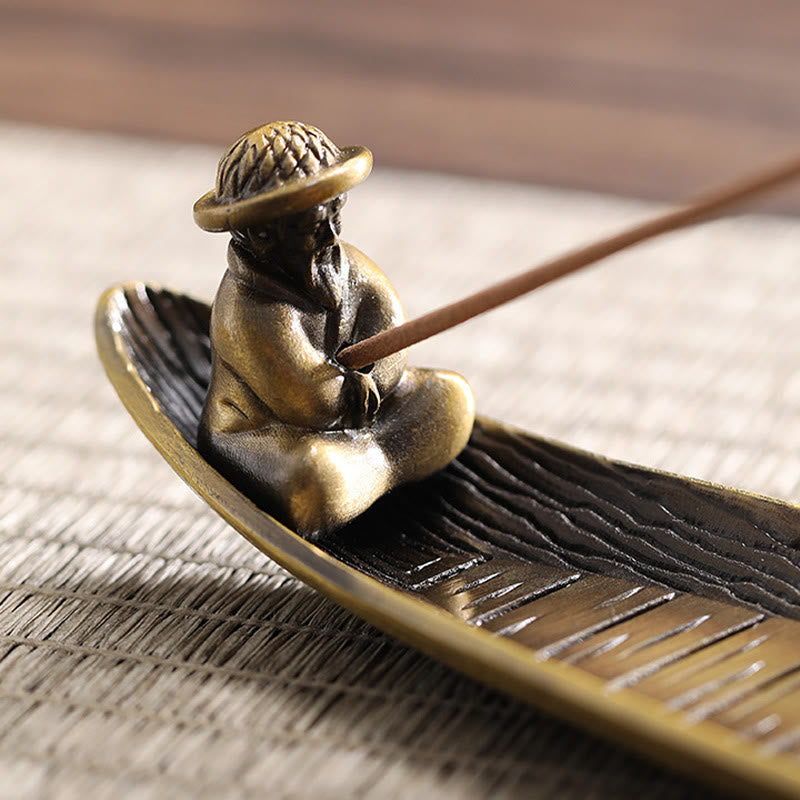 Fisherman Boat Alloy Incense Stick Holder Healing Incense Burner Decoration