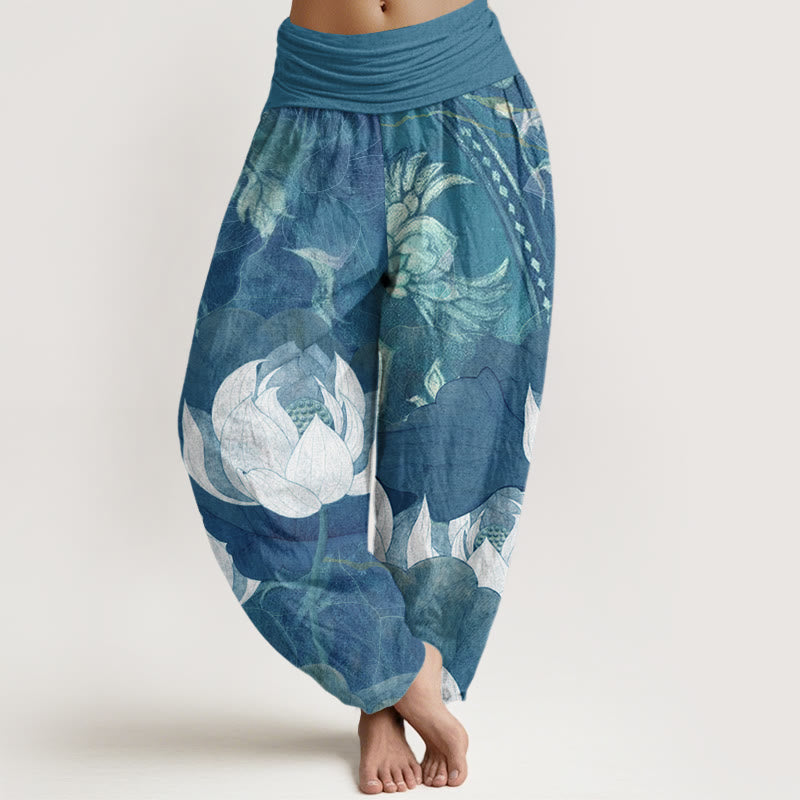Tactile Cotton Lotus Pattern Mindful Meditation Harem Pants