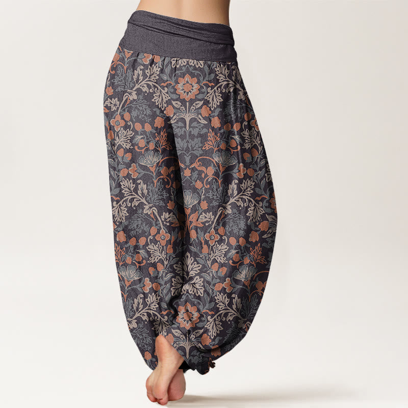 Breathable Cotton Botanical Print Meditation Harem Pants