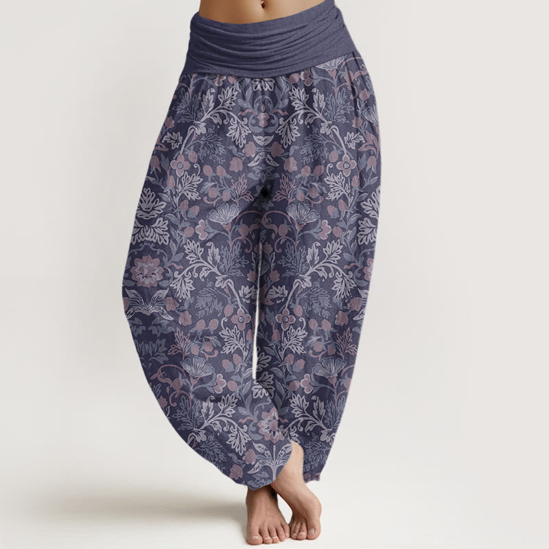 Breathable Cotton Botanical Print Meditation Harem Pants