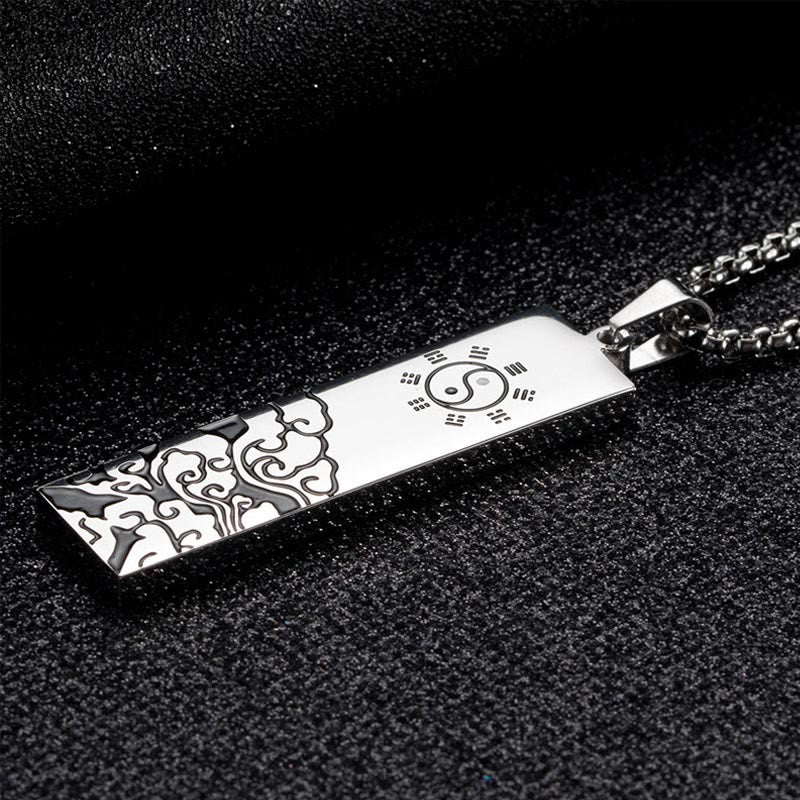 The Nine-word Mantra Titanium Steel Bagua Yin Yang Balance Necklace Pendant