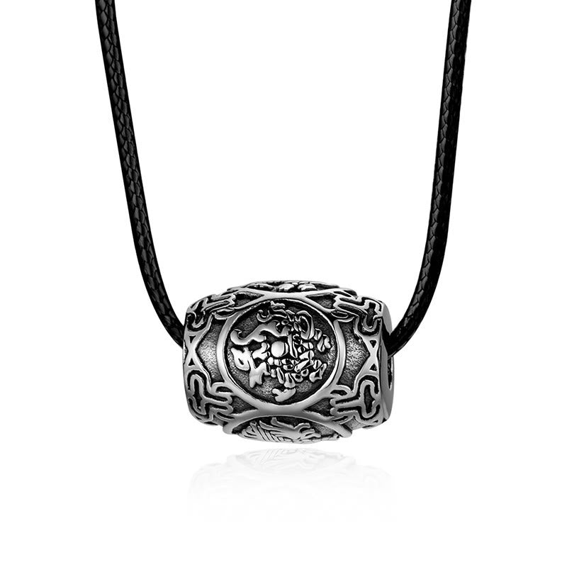 Tibetan Om Mani Padme Hum Four Mythical Beasts Titanium Steel Wisdom Necklace Pendant