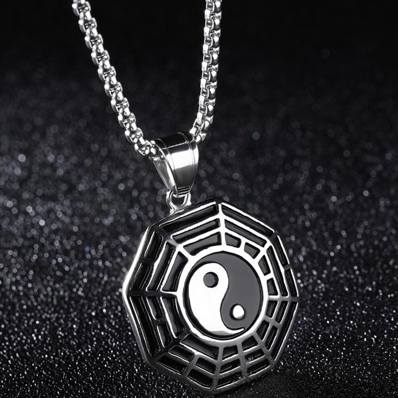 Titanium Steel Bagua Yin Yang Pattern Balance Necklace Pendant
