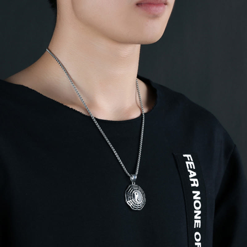 Titanium Steel Bagua Yin Yang Pattern Balance Necklace Pendant