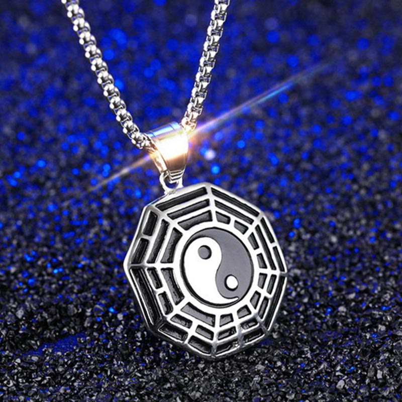 Titanium Steel Bagua Yin Yang Pattern Balance Necklace Pendant