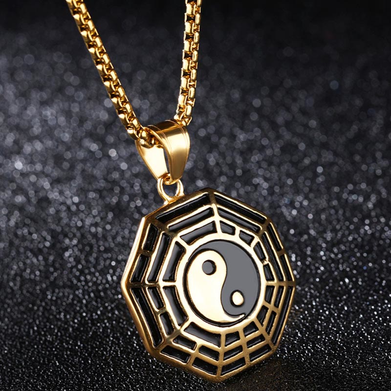 Titanium Steel Bagua Yin Yang Pattern Balance Necklace Pendant
