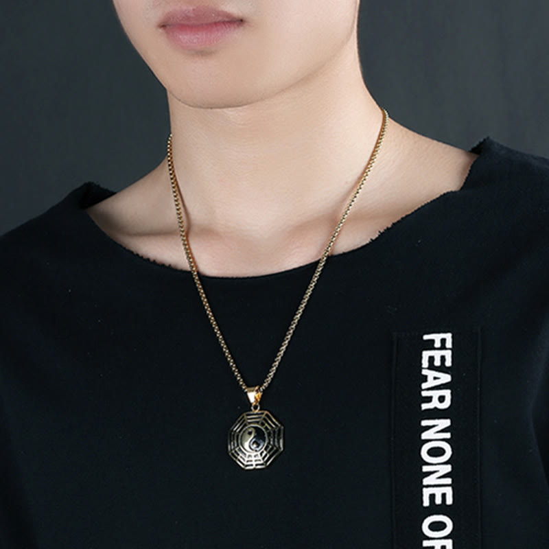 Titanium Steel Bagua Yin Yang Pattern Balance Necklace Pendant
