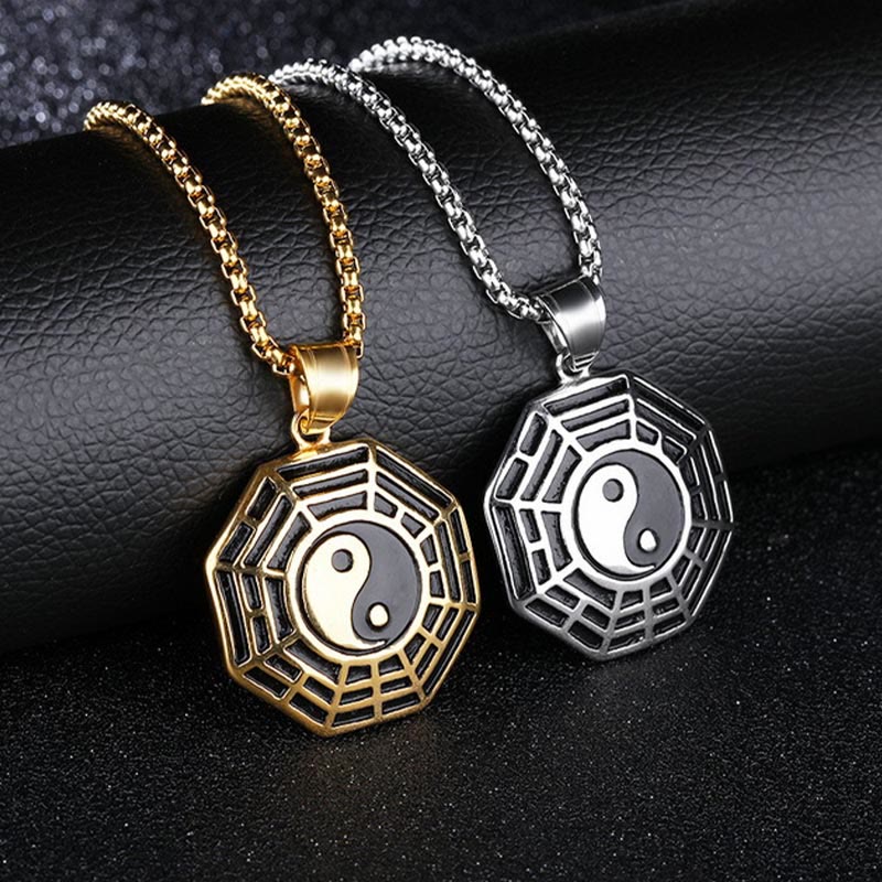 Titanium Steel Bagua Yin Yang Pattern Balance Necklace Pendant
