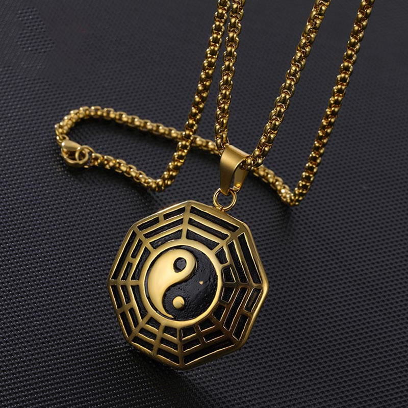 Titanium Steel Bagua Yin Yang Pattern Balance Necklace Pendant